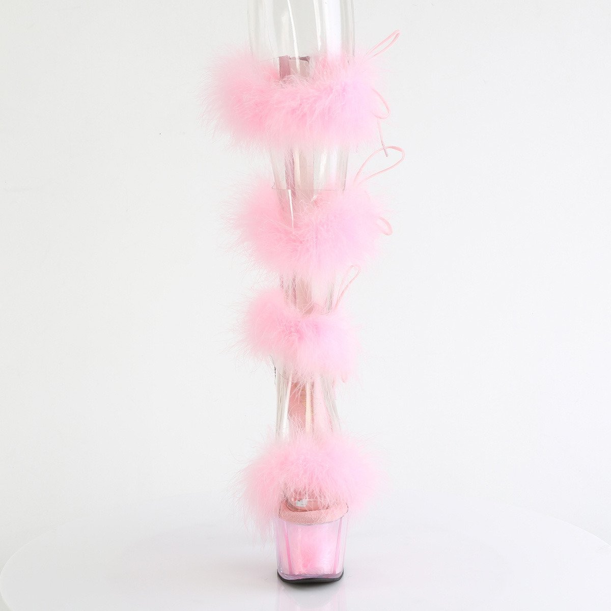 Pleaser Adore-728F C-BPFUR/M - Różowe sandały gladiatorki na wysokiej platformie