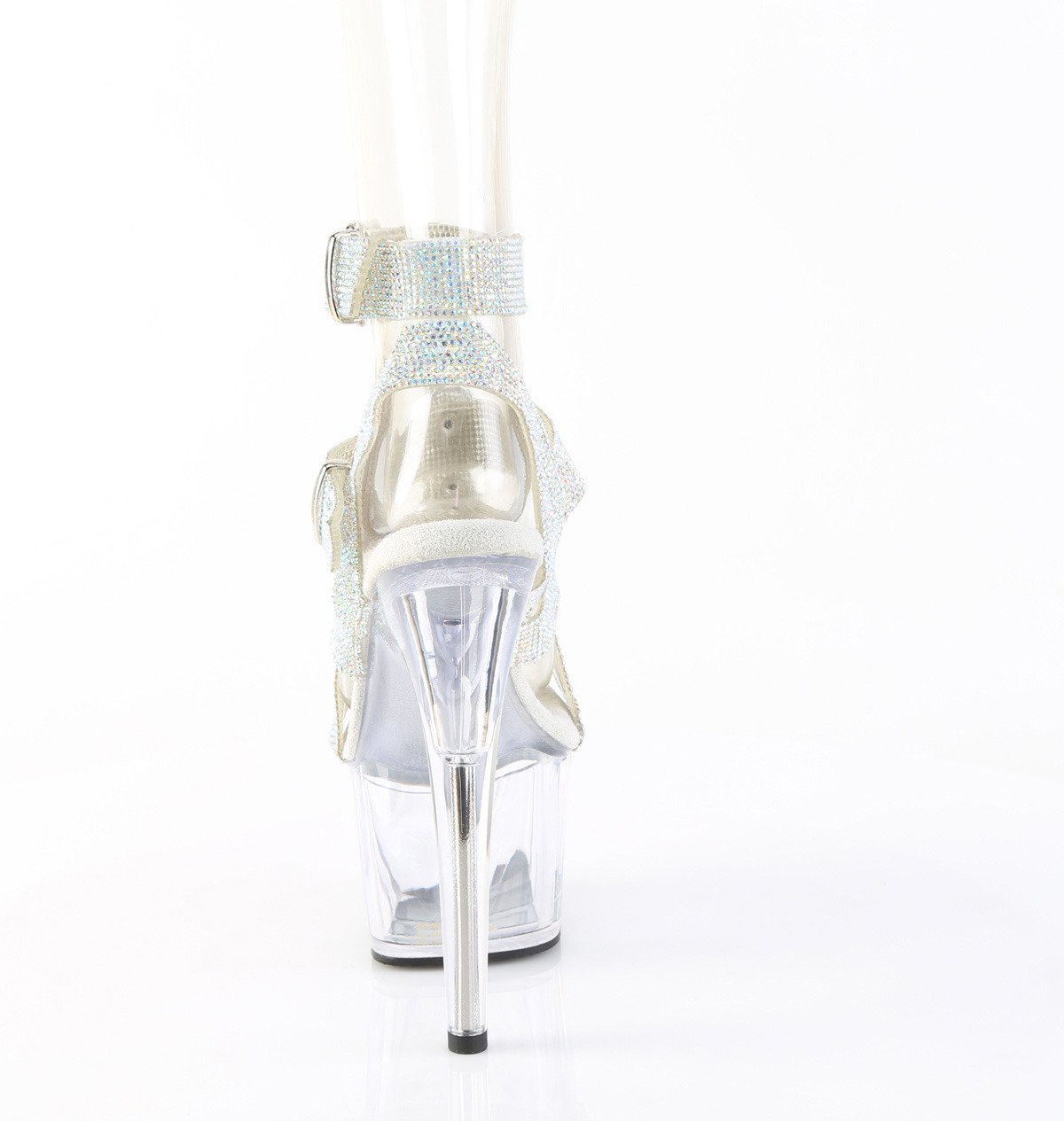 Pleaser Adore-756RS SRS-TPU/C - Srebrne sandały na wysokiej platformie