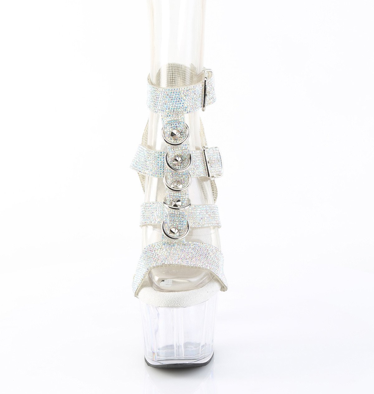 Pleaser Adore-756RS SRS-TPU/C - Srebrne sandały na wysokiej platformie