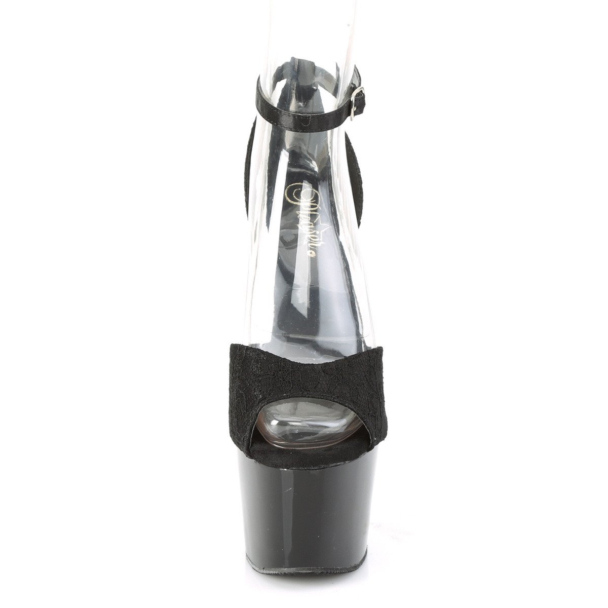 Pleaser Adore-768 BSA-BLC/M - Czarne buty z paskiem nad kostką na wysokiej platformie