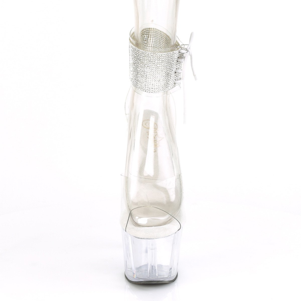 Pleaser Adore-791-2RS C/M - Przezroczyste buty z paskiem nad kostką na wysokiej platformie