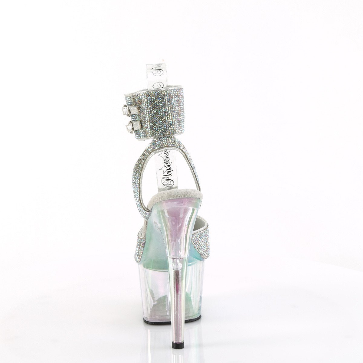 Pleaser Adore-791HTRS SRS/HG - Srebrne buty z paskiem nad kostką na wysokiej platformie