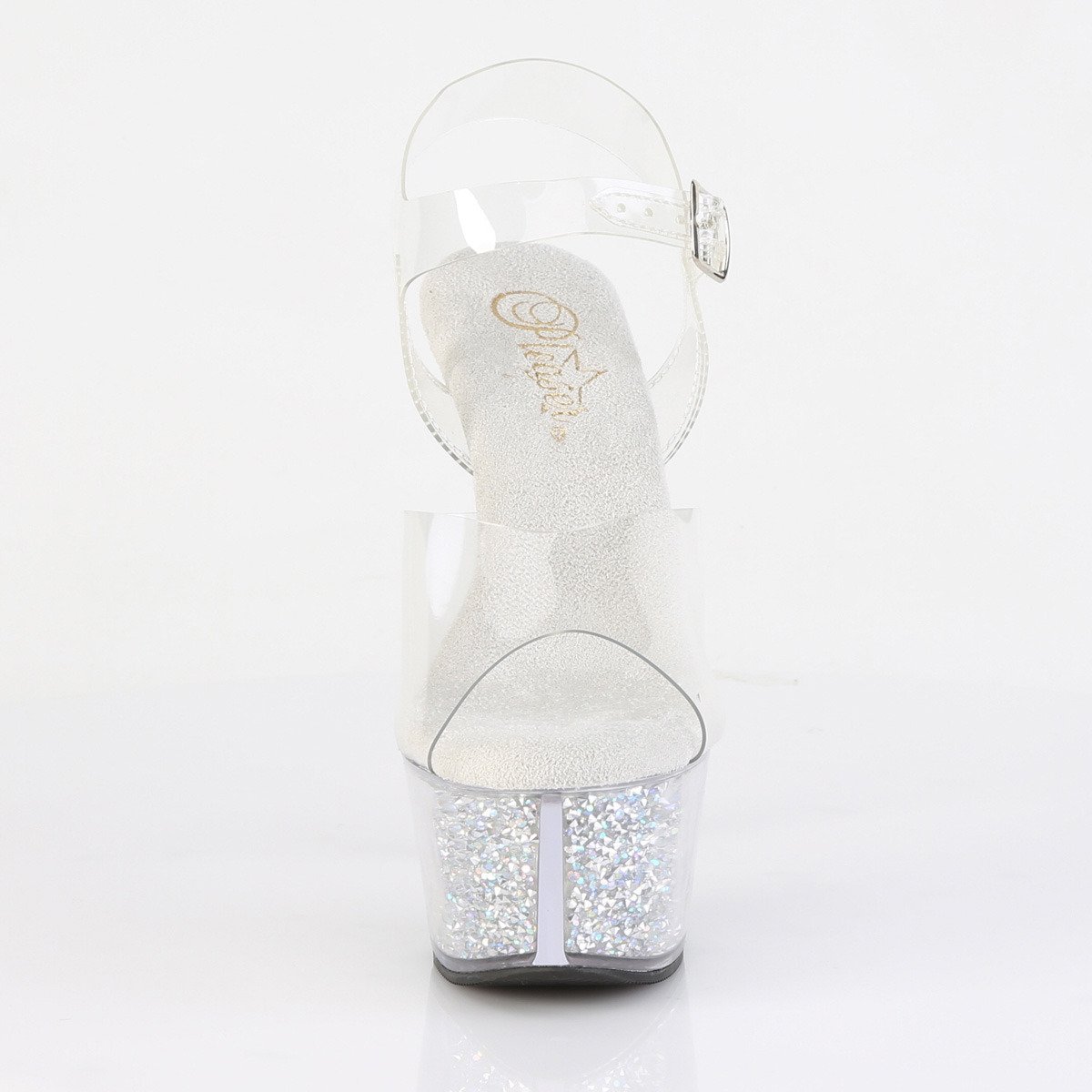 Pleaser Aspire-608RSI C/C-SRS - Przezroczyste sandały z platformą na platformie z wysokimi obcasami