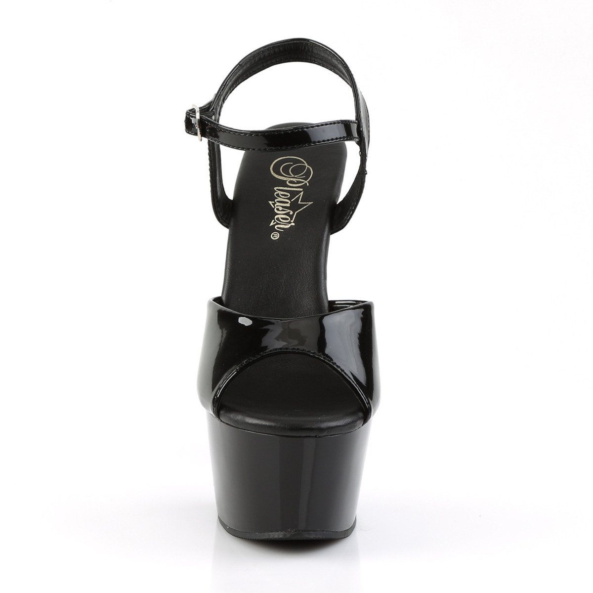 Pleaser Aspire-609 B/M - Błyszczące czarne sandały z platformą na platformie z wysokimi obcasami