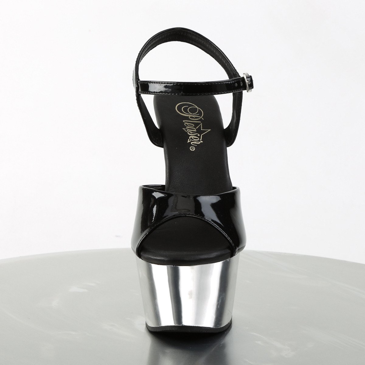 Pleaser Aspire-609 B/SCH - Błyszczące czarne sandały z platformą na platformie z wysokimi obcasami