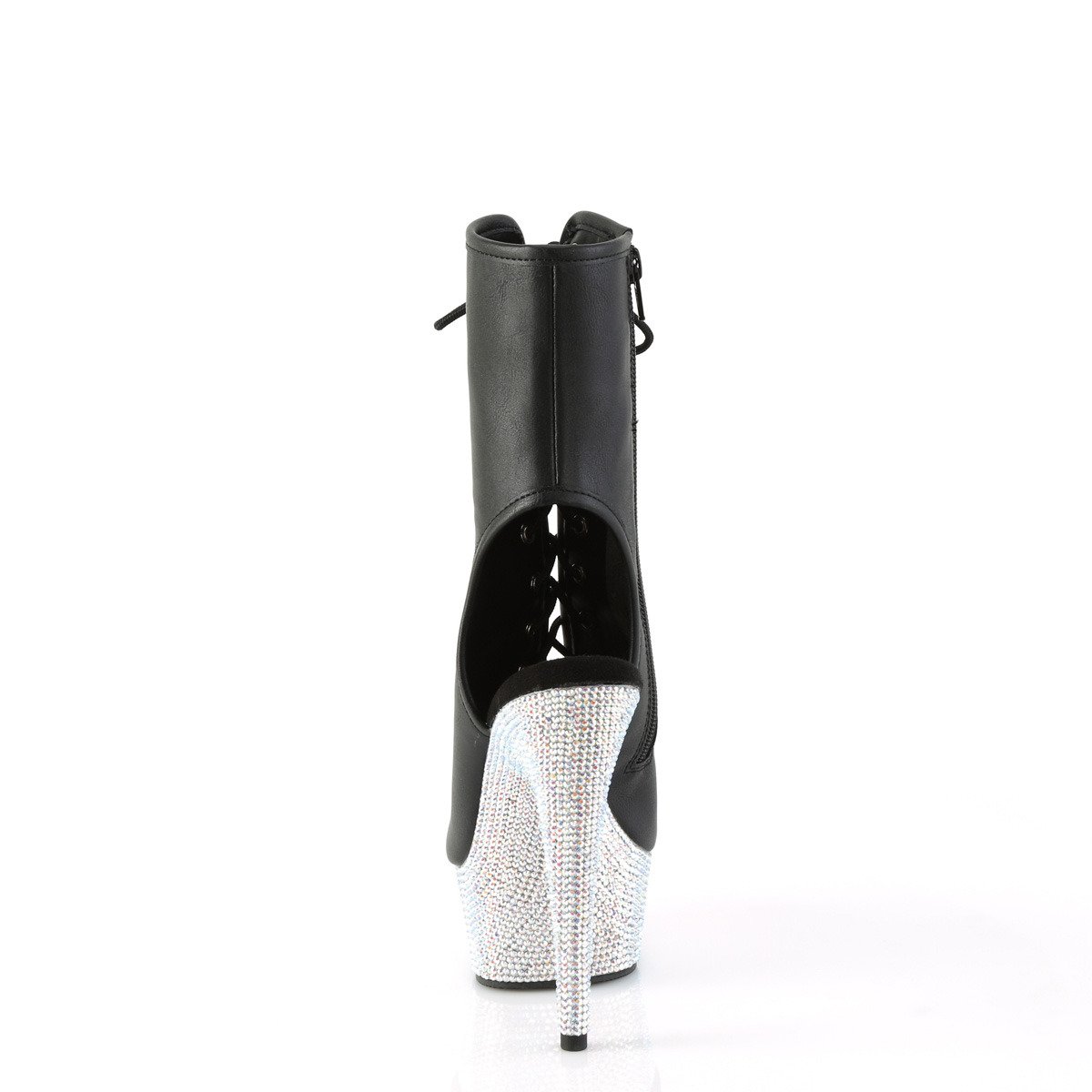 Pleaser Bejeweled-1016-6 BPU/SRS - Czarne botki z odkrytymi palcami na platformie z wysokimi obcasami