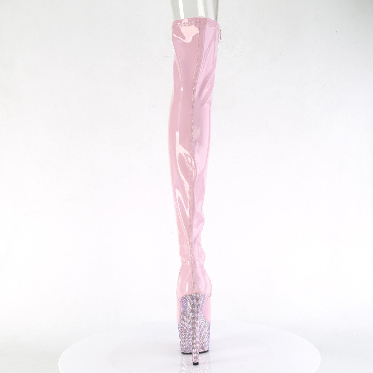 Pleaser Bejeweled-3011-7 BPHG/BPRS - Różowe botki z odkrytymi palcami na wysokiej platformie