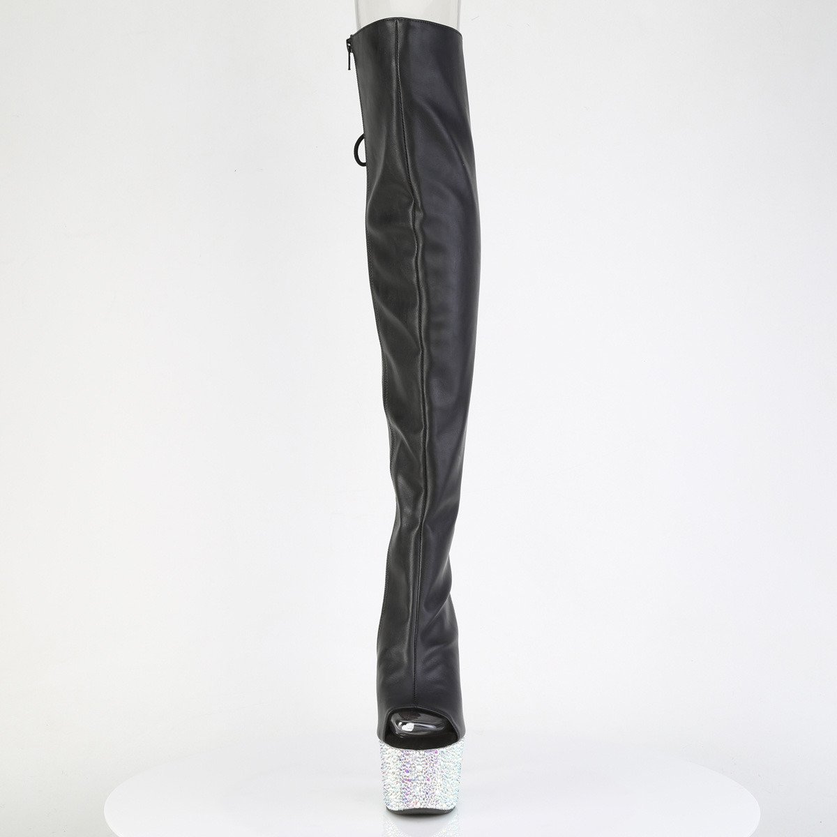 Pleaser Bejeweled-3019MS-7 BPU/SRS - Czarne botki z odkrytymi palcami na wysokiej platformie