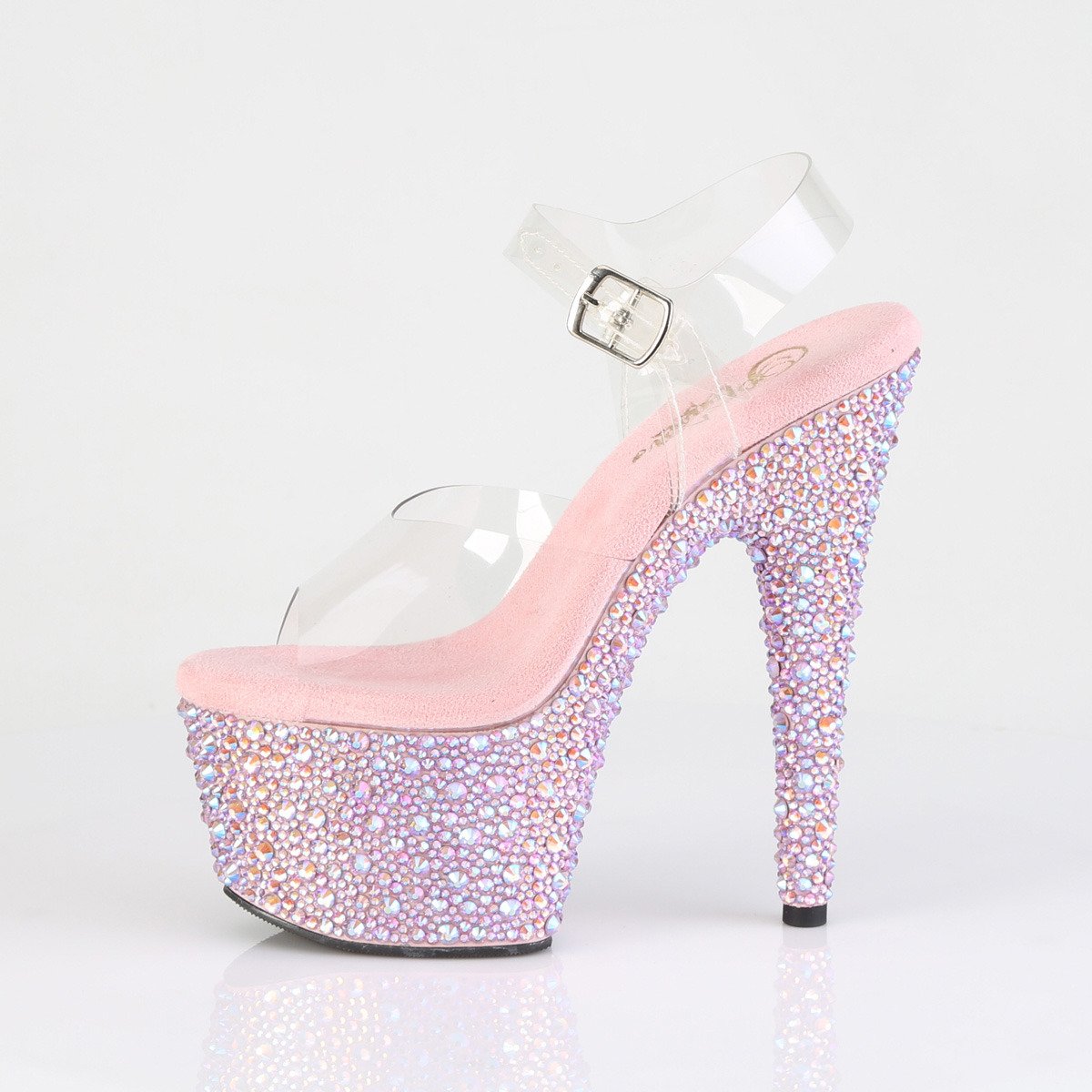 Pleaser Bejeweled-708MS C/BPRS - Przezroczyste sandały na wysokiej platformie