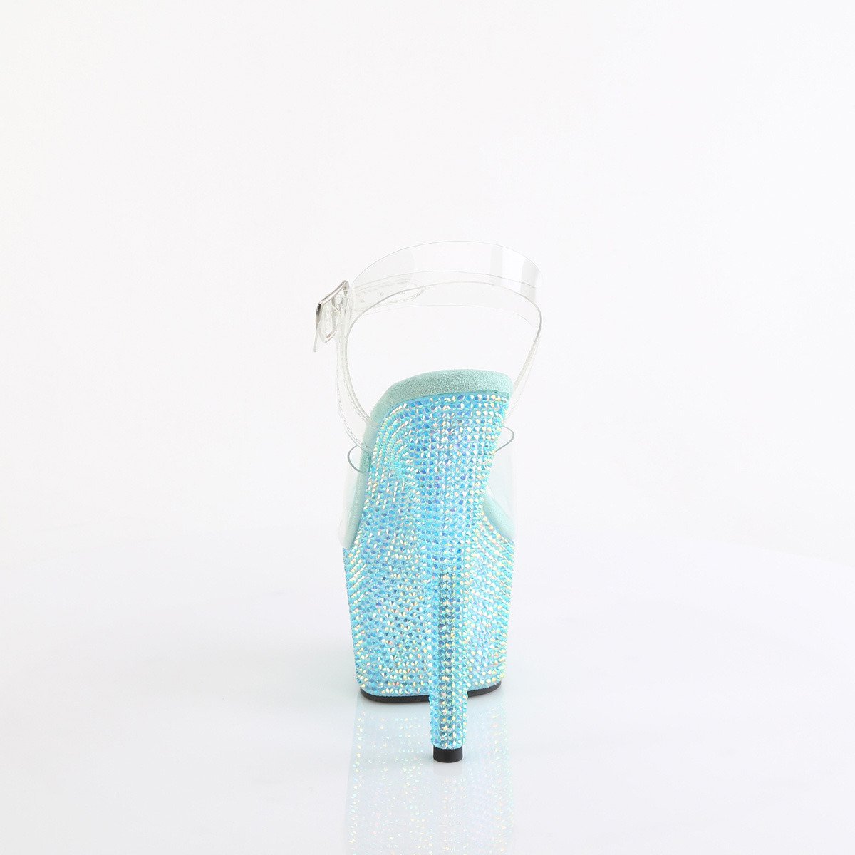 Pleaser Bejeweled-708RRS C/AGQRS - Przezroczyste sandały na wysokiej platformie