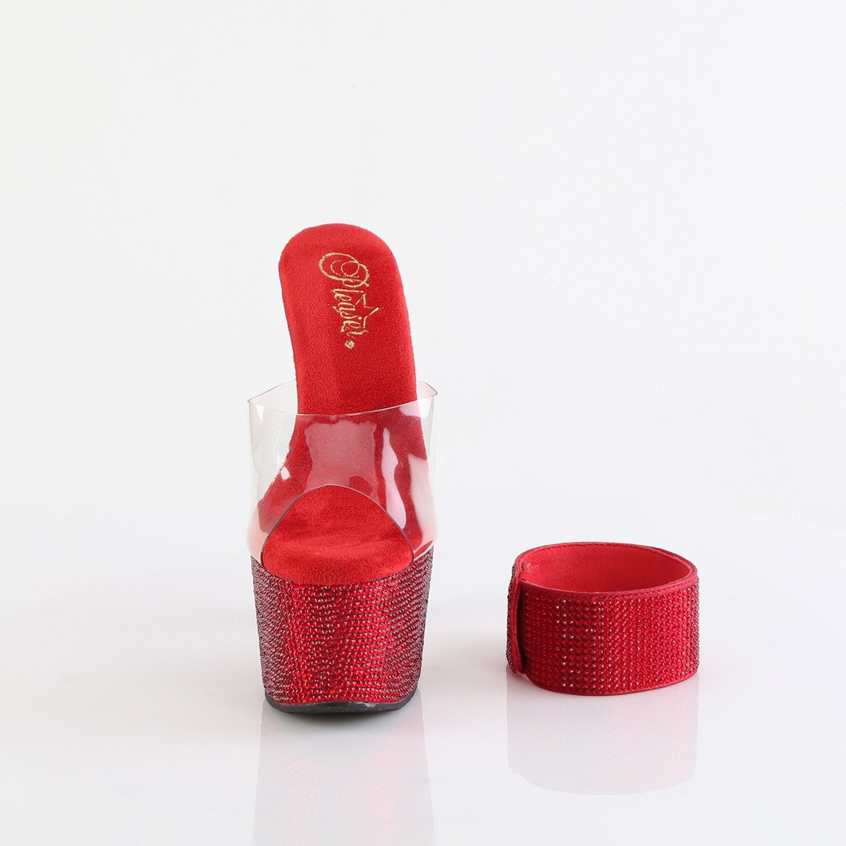 Pleaser Bejeweled-712RS C/RYRRS - Przezroczyste sandały na wysokiej platformie
