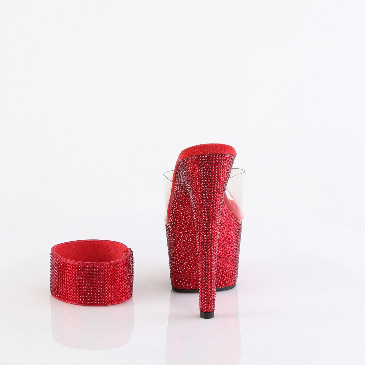 Pleaser Bejeweled-712RS C/RYRRS - Przezroczyste sandały na wysokiej platformie