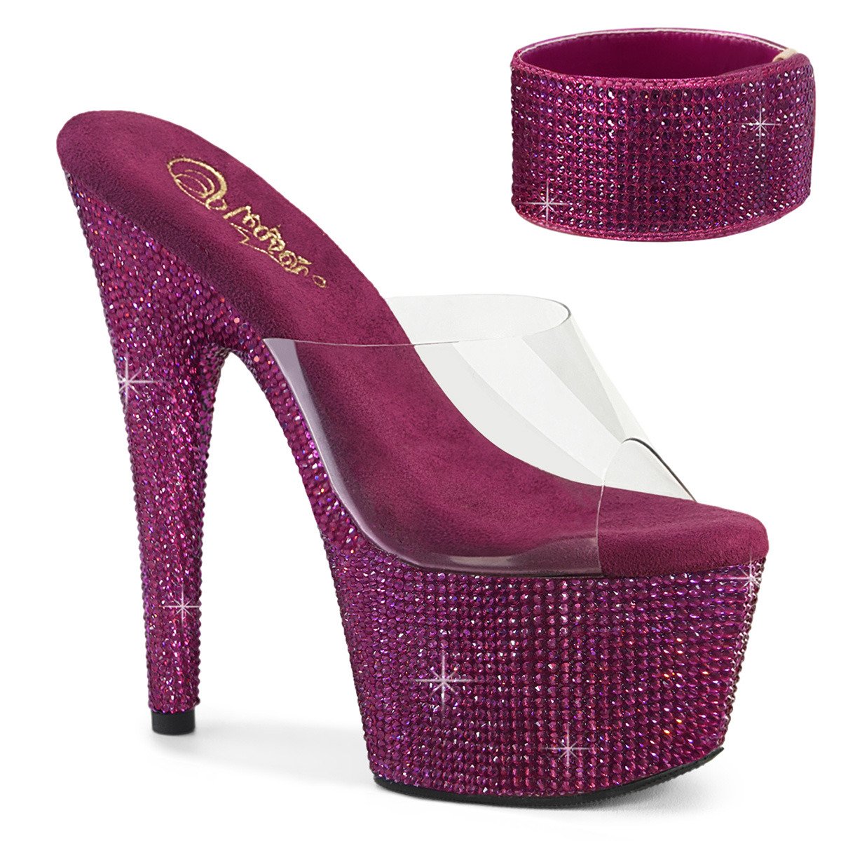 Pleaser Bejeweled-712RS C/FSRS - Przezroczyste sandały na wysokiej platformie