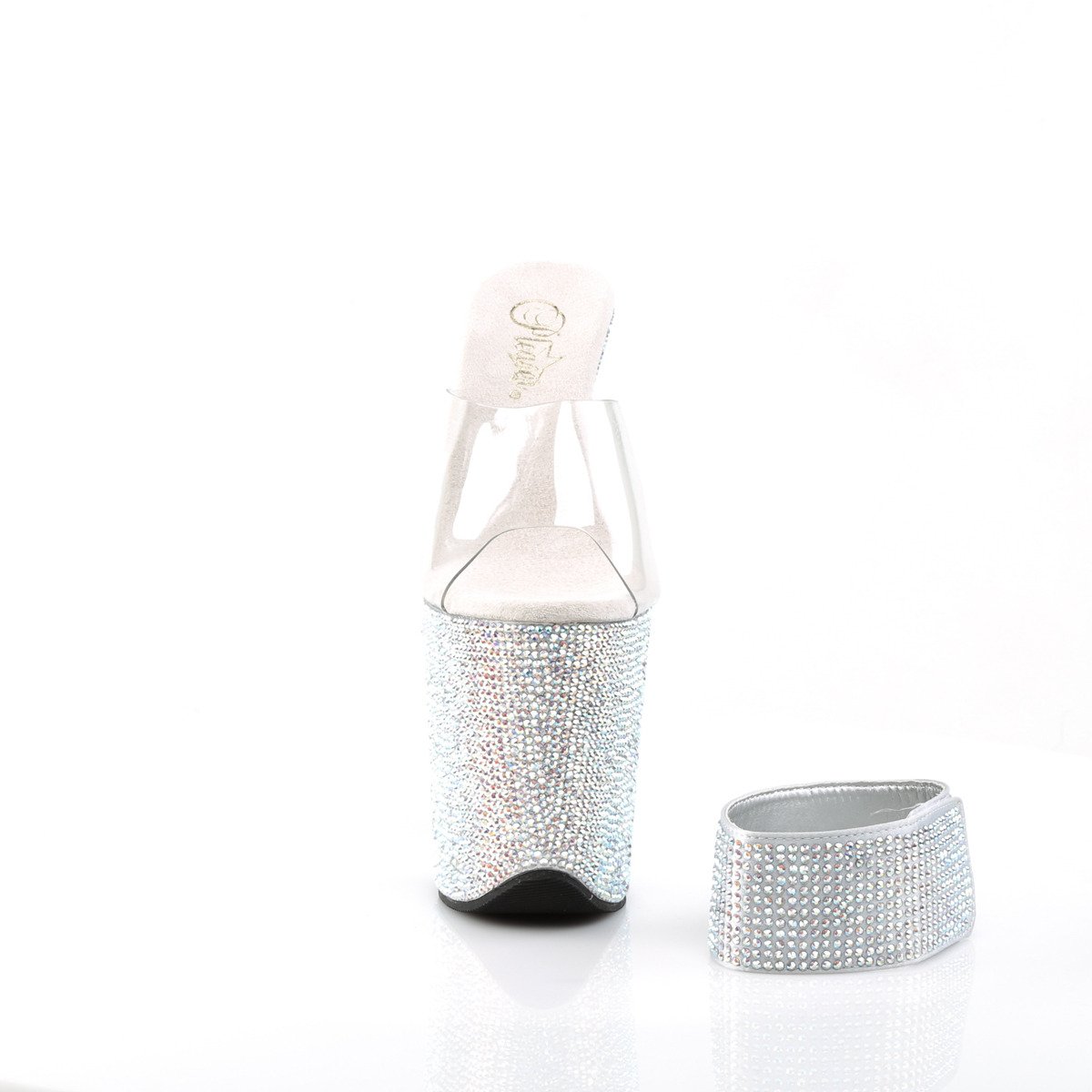 Pleaser Bejeweled-812RS C/SMCRS - Przezroczyste sandały na wysokiej platformie