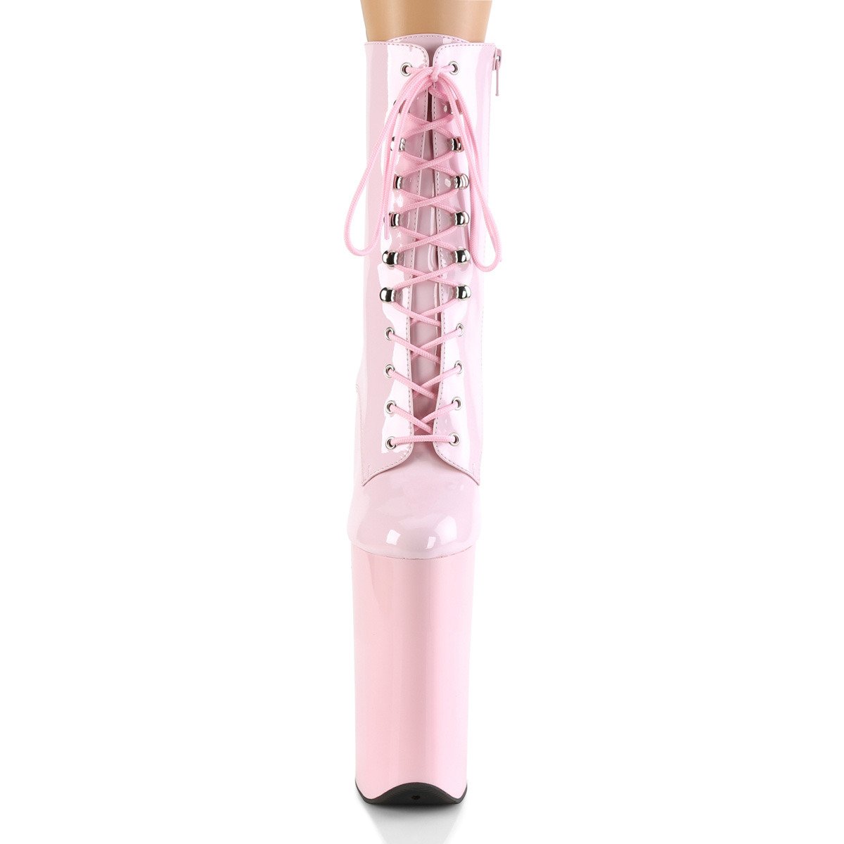 Pleaser Beyond-1020 BP/M - Błyszczące różowe buty za kostkę na wysokiej platformie