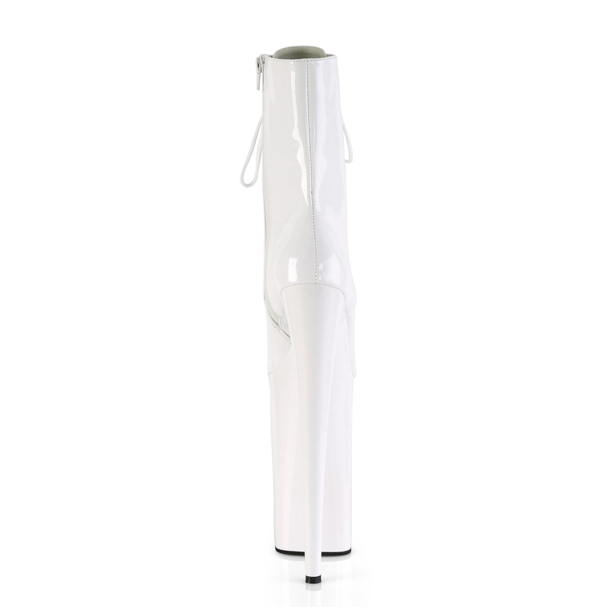 Pleaser Beyond-1020 W/M - Błyszczące białe buty za kostkę na wysokiej platformie