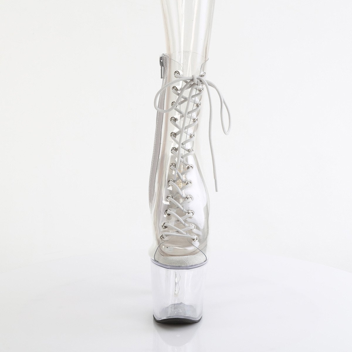 Pleaser Bliss-1016C C/M - Przezroczyste botki z odkrytymi palcami na wysokiej platformie