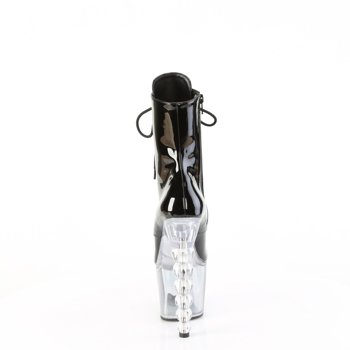 Pleaser Bliss-1020BC B/B-C - Błyszczące czarne buty za kostkę na wysokiej platformie