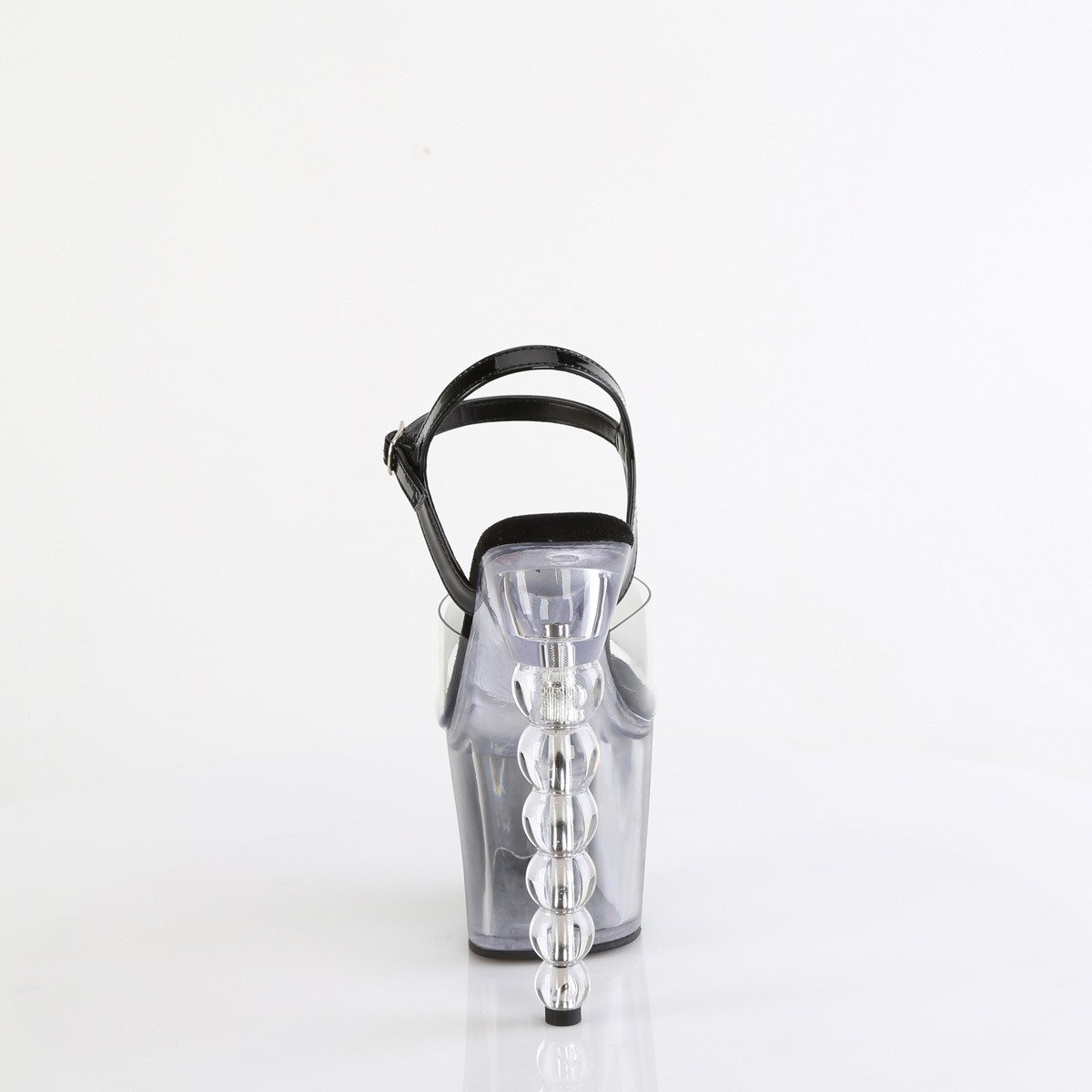 Pleaser Bliss-708-1BC C-B/B-C - Błyszczące czarne sandały na wysokiej platformie