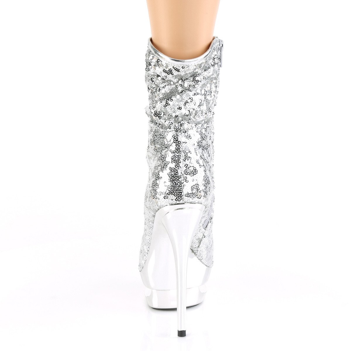 Pleaser Blondie-R-1009 SSQ/SCH - Srebrne buty za kostkę na platformie z wysokimi obcasami