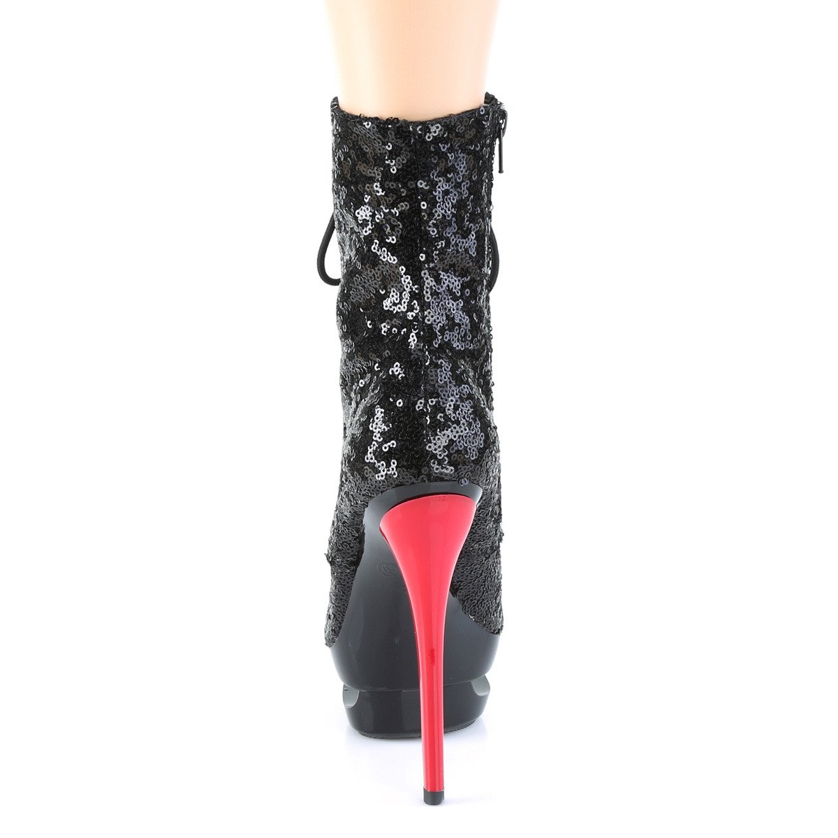 Pleaser Blondie-R-1020 BSQ/B-R - Czarne buty za kostkę na platformie z wysokimi obcasami