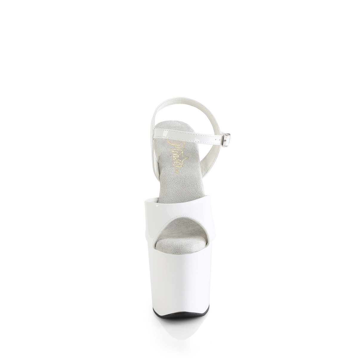 Pleaser Craze-809 W/M - Błyszczące białe fetysz bezobcasówki na wysokiej platformie