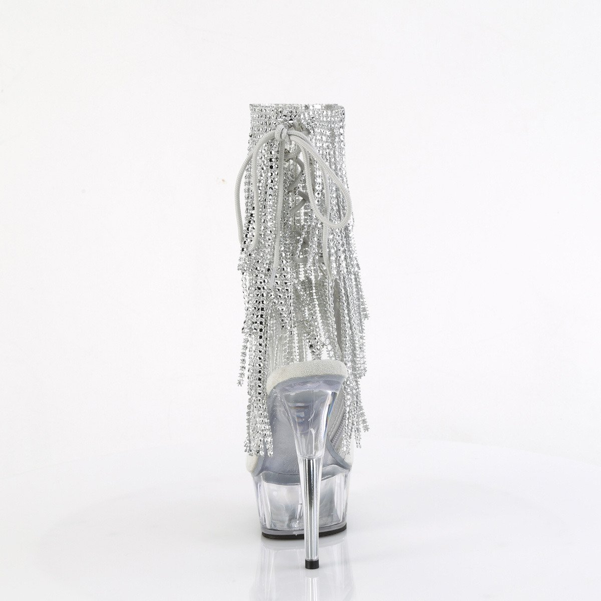 Pleaser Delight-1017RSF C-S/C - Przezroczyste botki z odkrytymi palcami na platformie z wysokimi obcasami