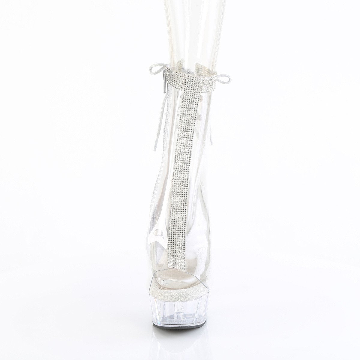 Pleaser Delight-1018C-2RS C-RS/C - Przezroczyste botki z odkrytymi palcami na platformie z wysokimi obcasami