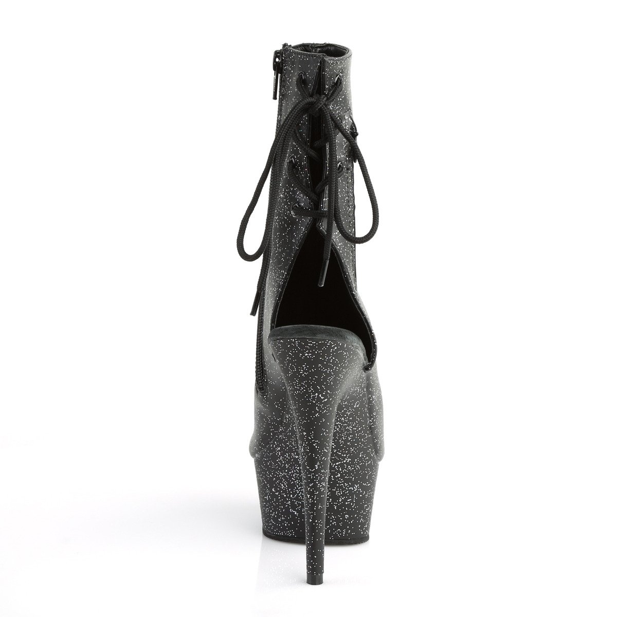 Pleaser Delight-1018MMG BPU/M - Czarne botki z odkrytymi palcami na platformie z wysokimi obcasami