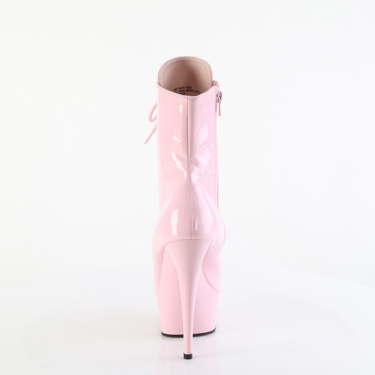 Pleaser Delight-1020 BP/M - Błyszczące różowe buty za kostkę na platformie z wysokimi obcasami