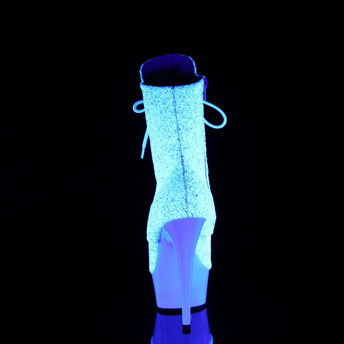 Pleaser Delight-1020LG NWMG/NW - Białe buty za kostkę na platformie z wysokimi obcasami