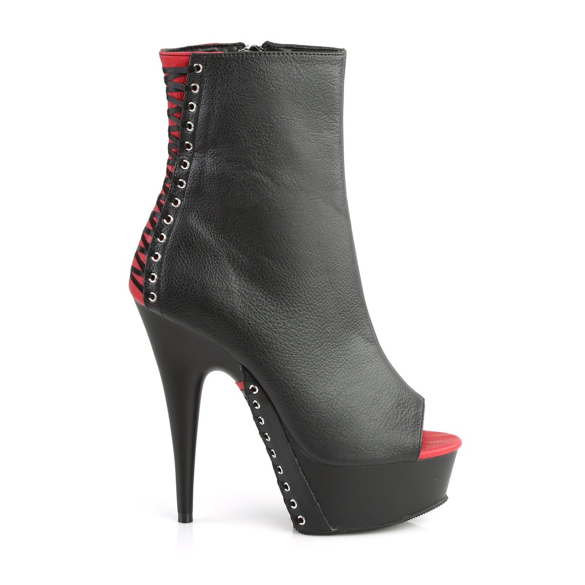 Pleaser Delight-1025 B-RPU/B - Czarne buty za kostkę na platformie z wysokimi obcasami