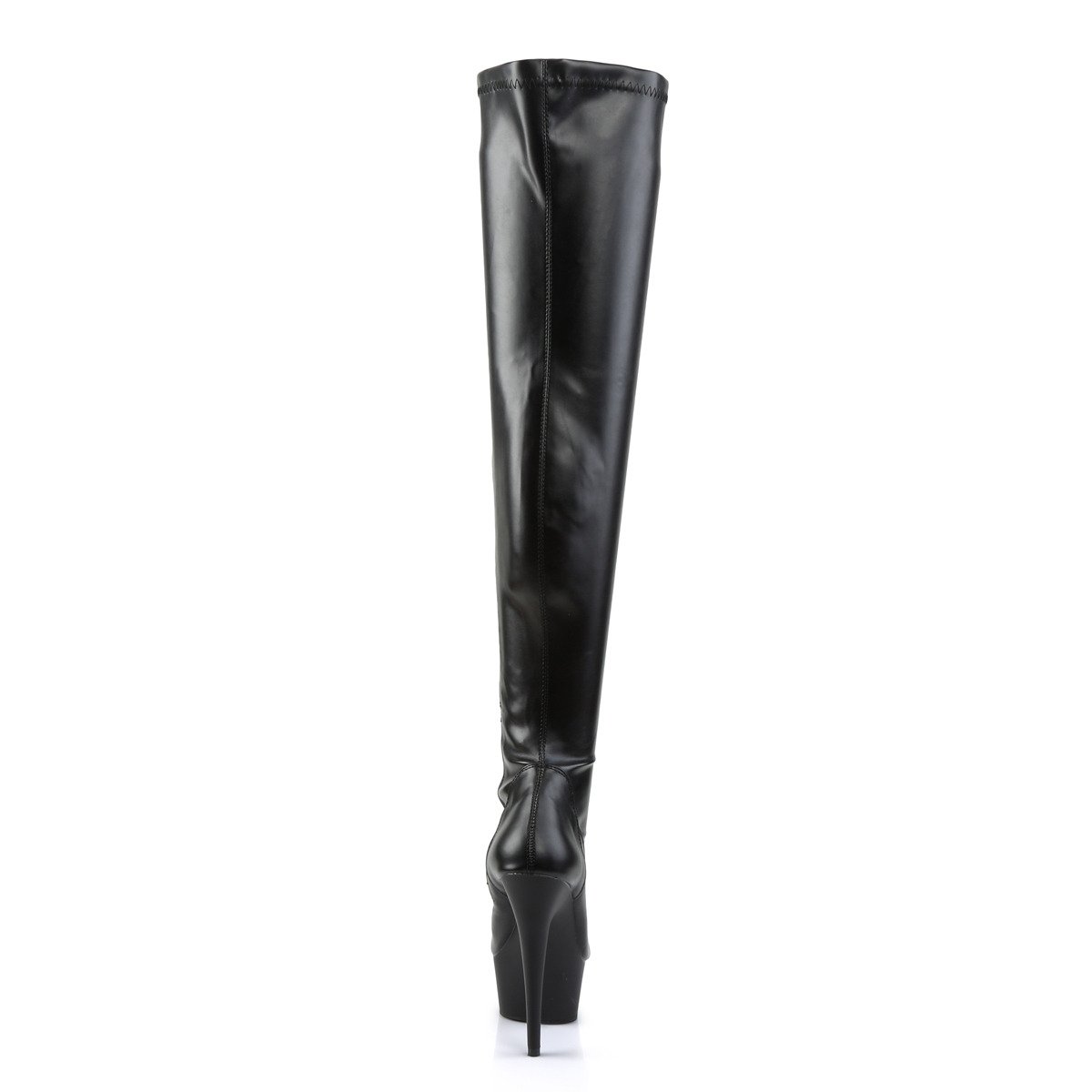 Pleaser Delight-3000 B/PU - Czarne kozaki za kolano na platformie z wysokimi obcasami