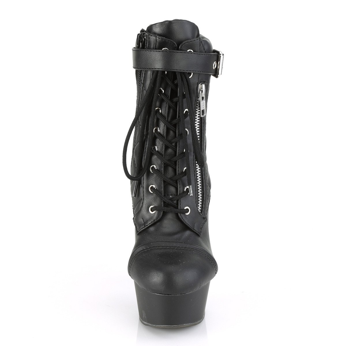 Pleaser Delight-600-05 BPU/M - Czarne buty za kostkę na platformie z wysokimi obcasami