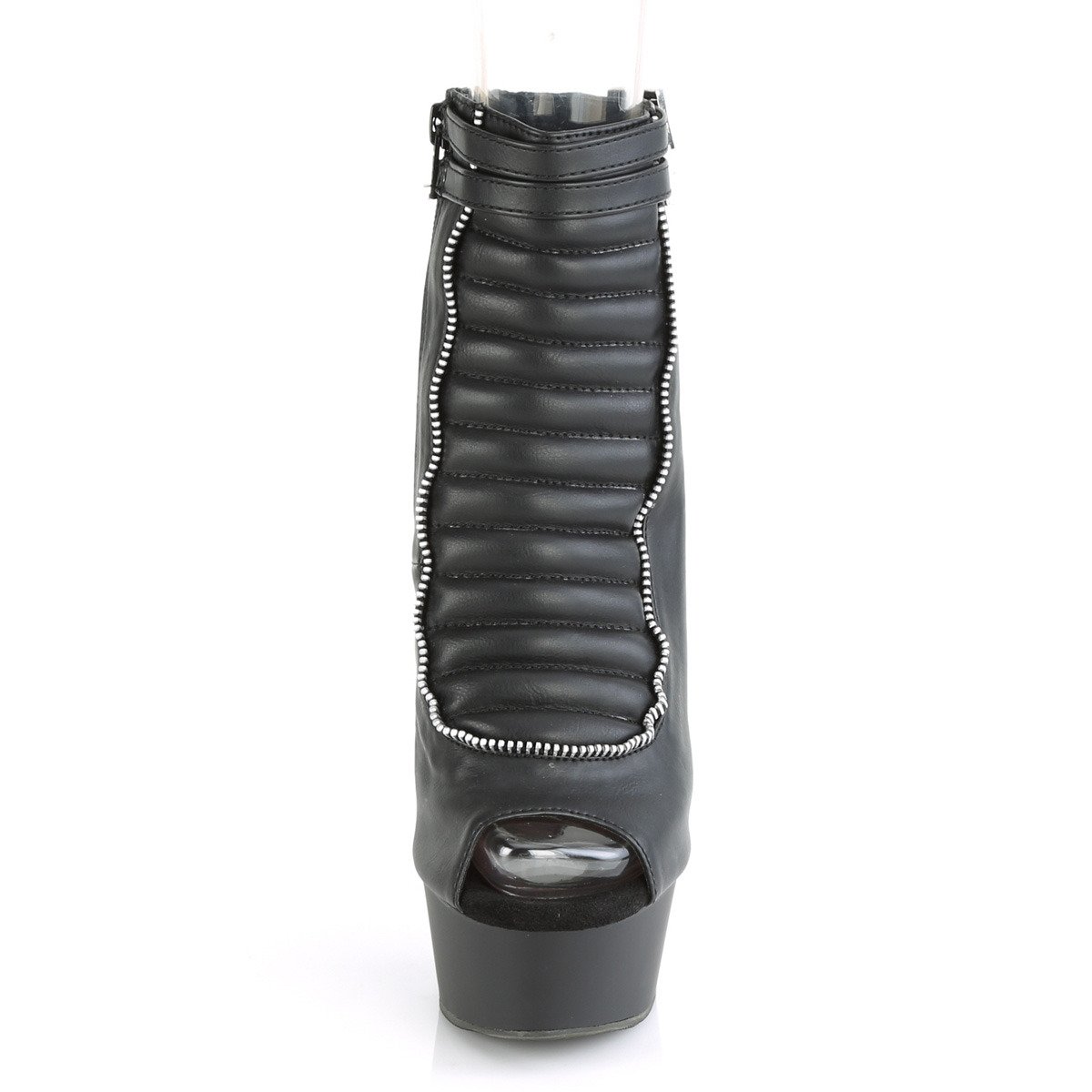 Pleaser Delight-600-18 BPU/M - Czarne botki z odkrytymi palcami na platformie z wysokimi obcasami