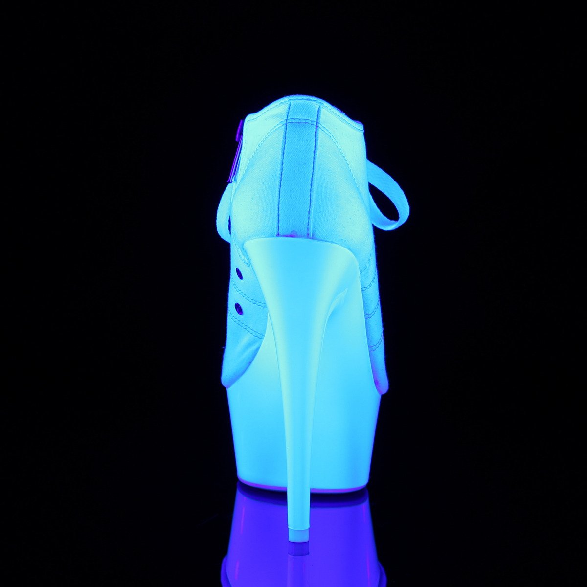 Pleaser Delight-600SK-01 WCA/NW - Białe botki z odkrytymi palcami na platformie z wysokimi obcasami