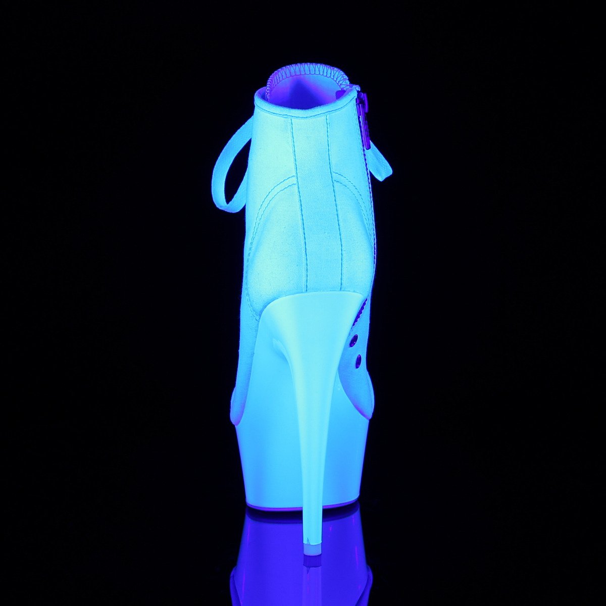 Pleaser Delight-600SK-02 WCA/NW - Białe buty za kostkę na platformie z wysokimi obcasami