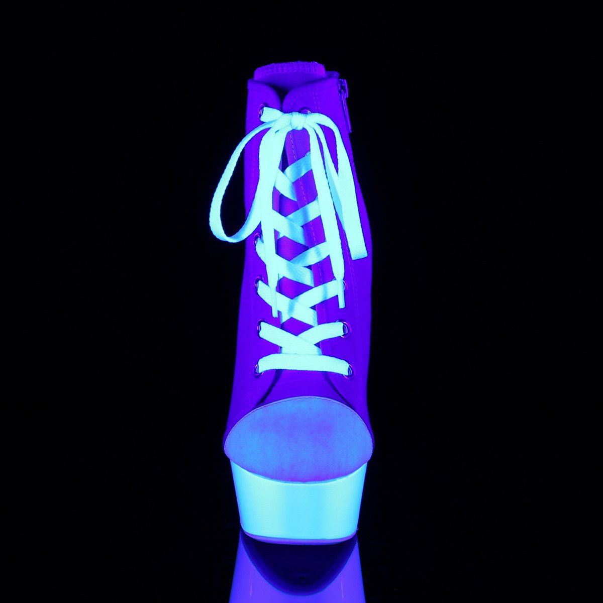 Pleaser Delight-600SK-02 PNCA/NW - Różowe buty za kostkę na platformie z wysokimi obcasami