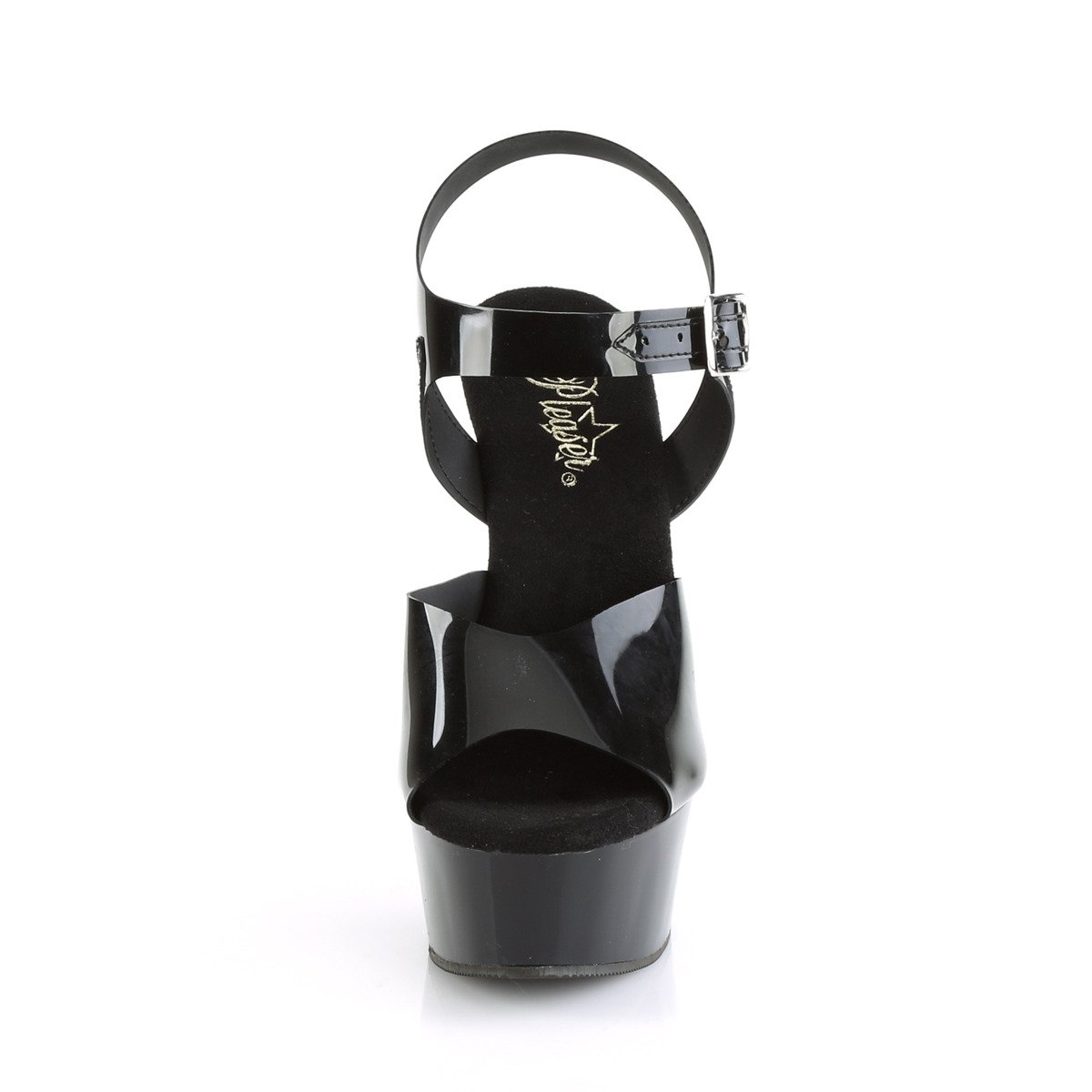 Pleaser Delight-608N BTPU/M - Czarne sandały z platformą na platformie z wysokimi obcasami