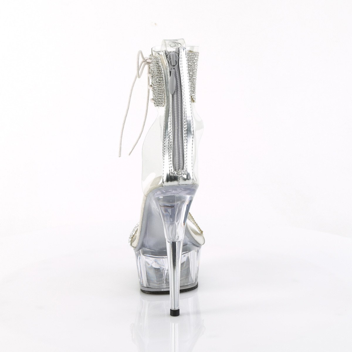 Pleaser Delight-627RS C-S/C - Przezroczyste buty z paskiem nad kostką na platformie z wysokimi obcasami