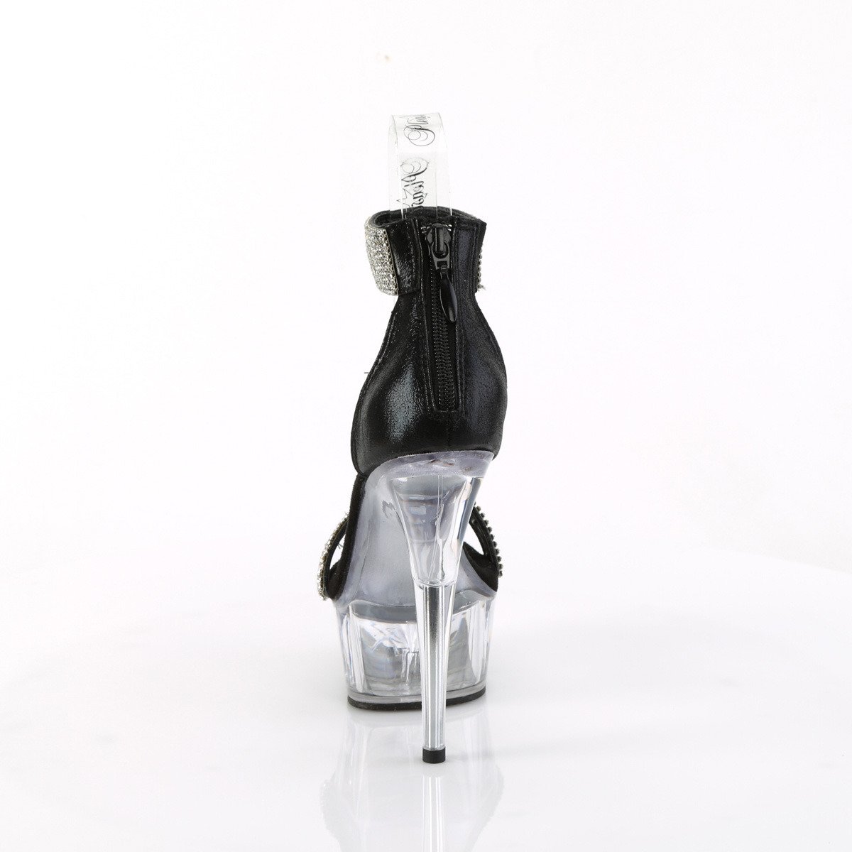 Pleaser Delight-641 BFA/C - Czarne buty z paskiem nad kostką na platformie z wysokimi obcasami