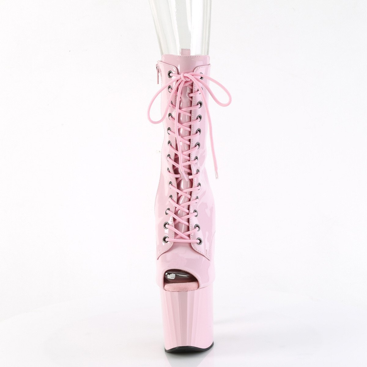 Pleaser Enchant-1041 BP/M - Błyszczące różowe buty za kostkę na wysokiej platformie