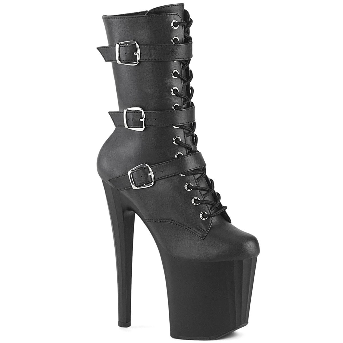Pleaser Enchant-1043 BPU/M - Czarne buty za kostkę na wysokiej platformie