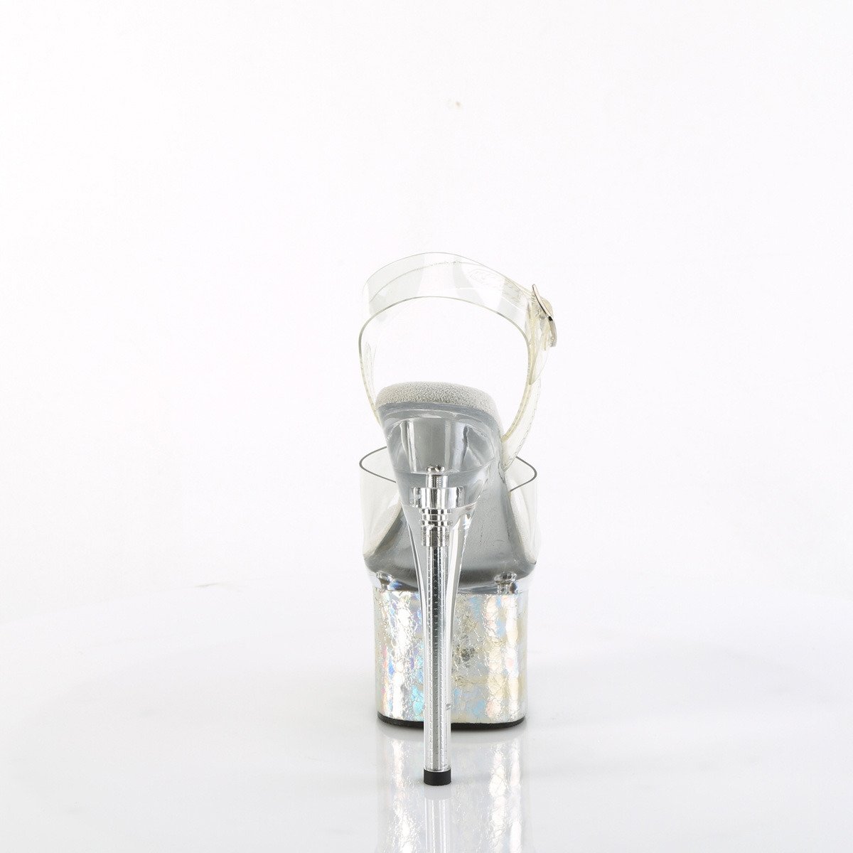 Pleaser Esteem-708CK C/C-SHG - Przezroczyste sandały na wysokiej platformie