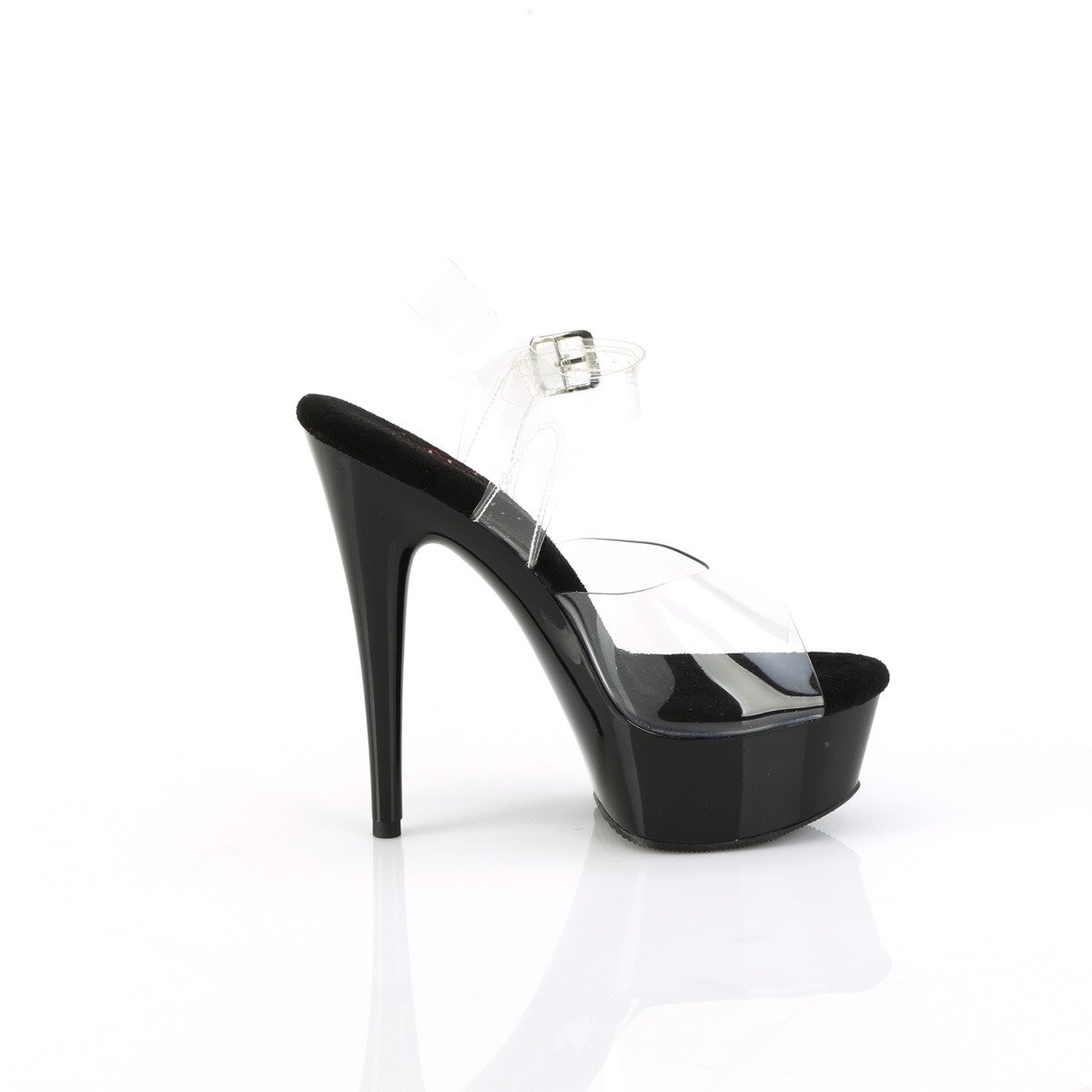 Pleaser Excite-608 C/B - Przezroczyste sandały z platformą na platformie z wysokimi obcasami