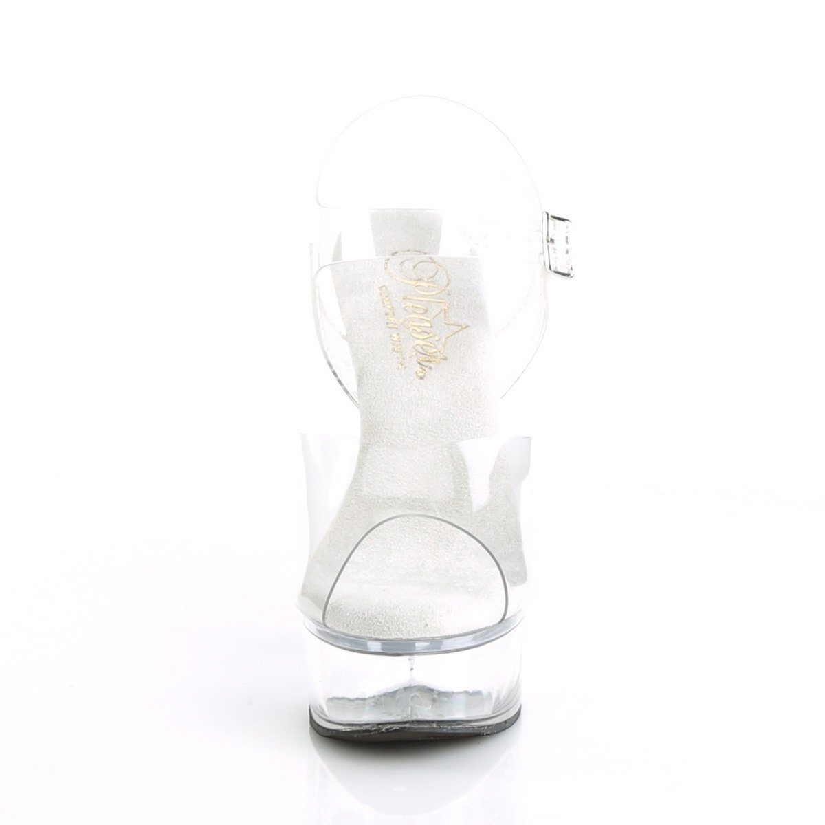 Pleaser Excite-608 C/M - Przezroczyste sandały z platformą na platformie z wysokimi obcasami