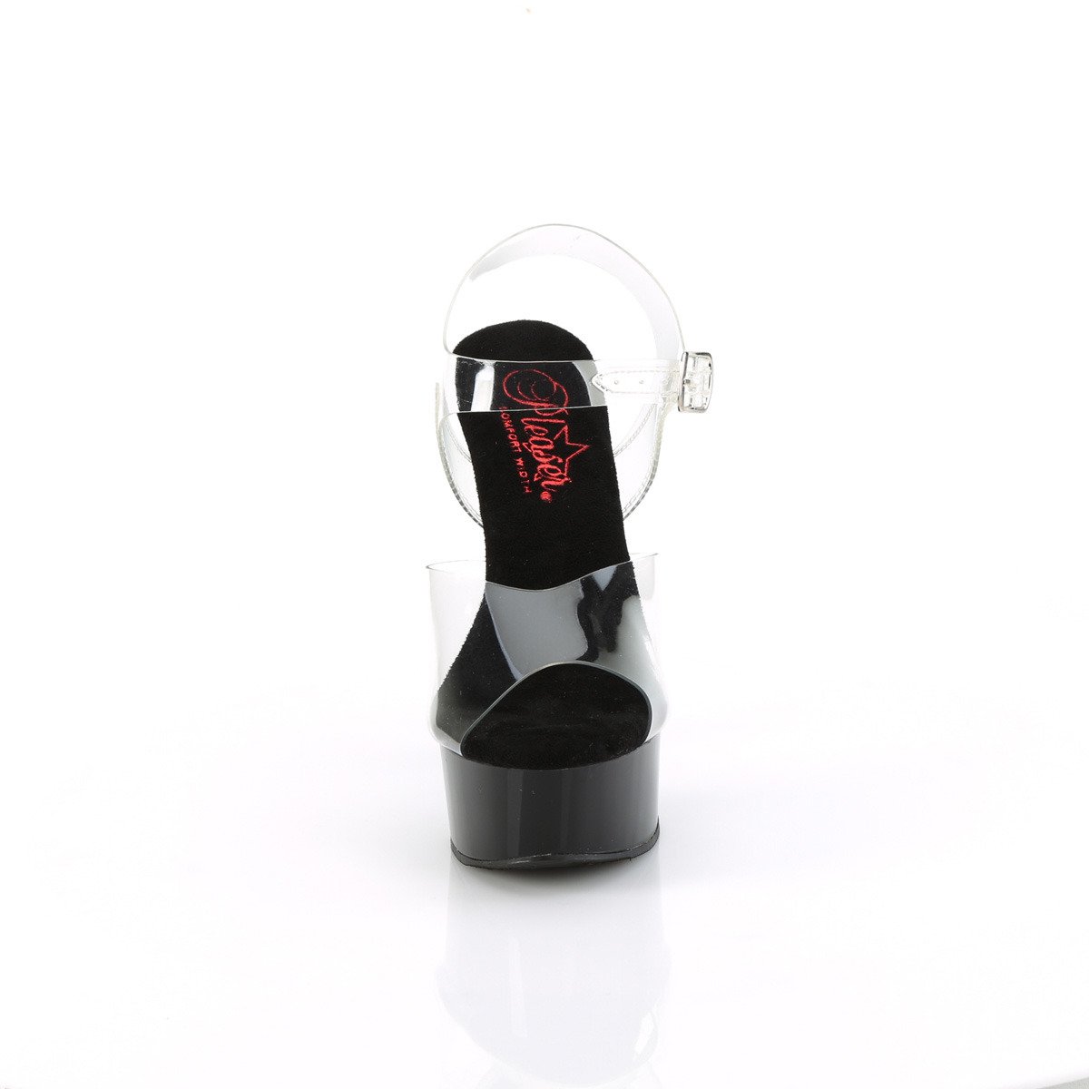 Pleaser Excite-608 C/B - Przezroczyste sandały z platformą na platformie z wysokimi obcasami