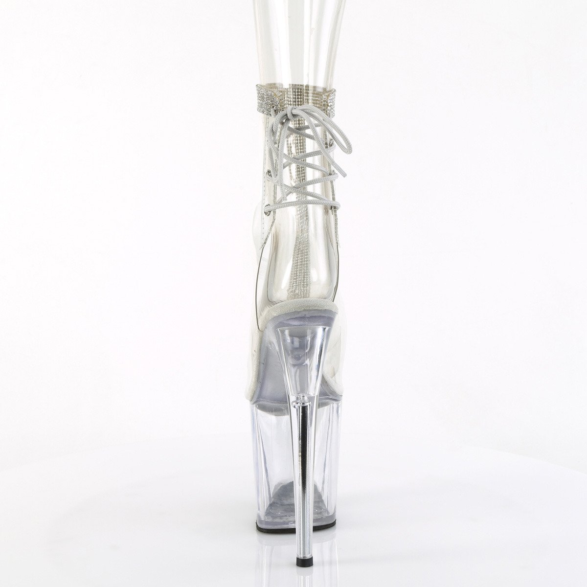 Pleaser Flamingo-1018C-2RS C-RS/C - Przezroczyste botki z odkrytymi palcami na wysokiej platformie