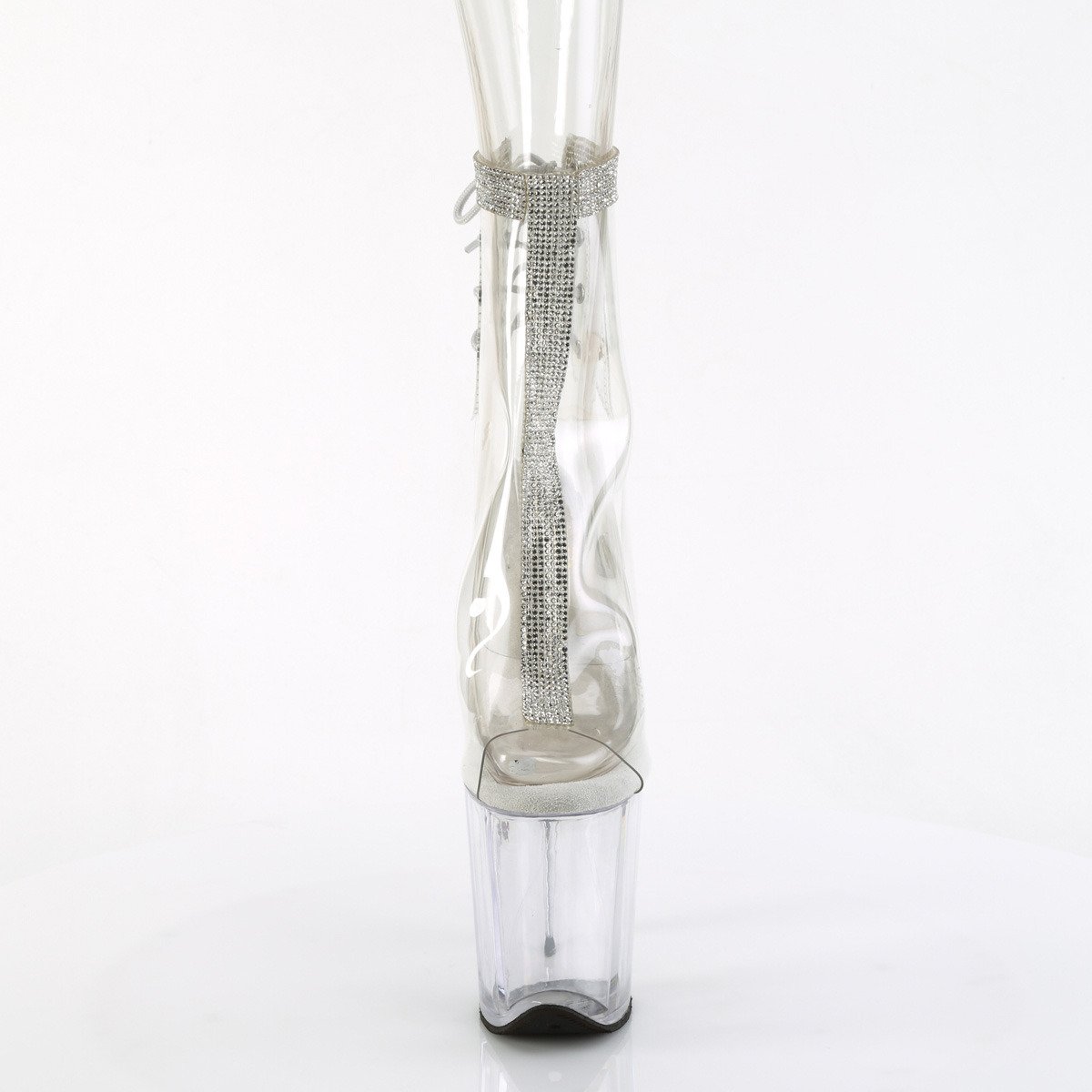 Pleaser Flamingo-1018C-2RS C-RS/C - Przezroczyste botki z odkrytymi palcami na wysokiej platformie