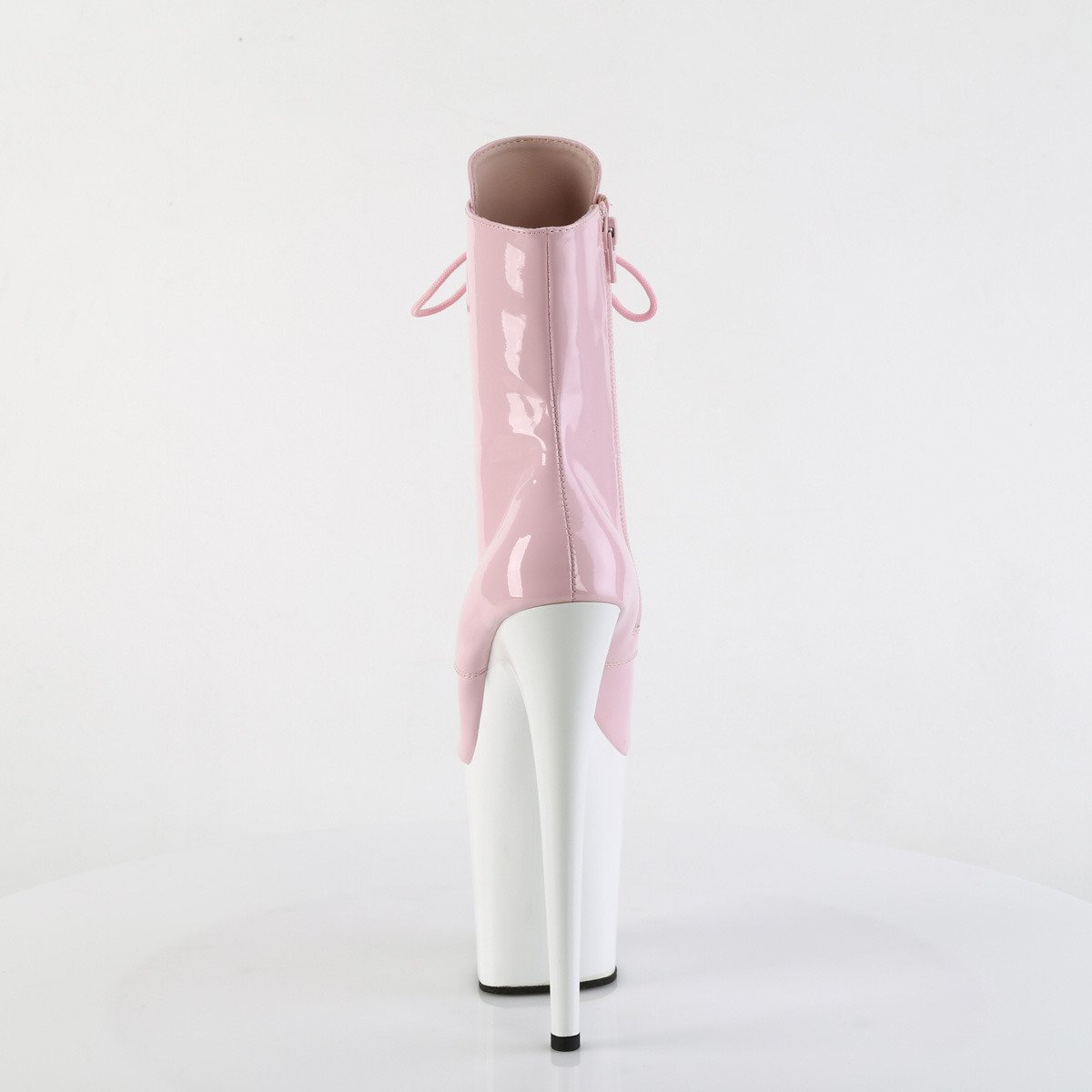 Pleaser Flamingo-1020 BP/W - Błyszczące różowe buty za kostkę na wysokiej platformie